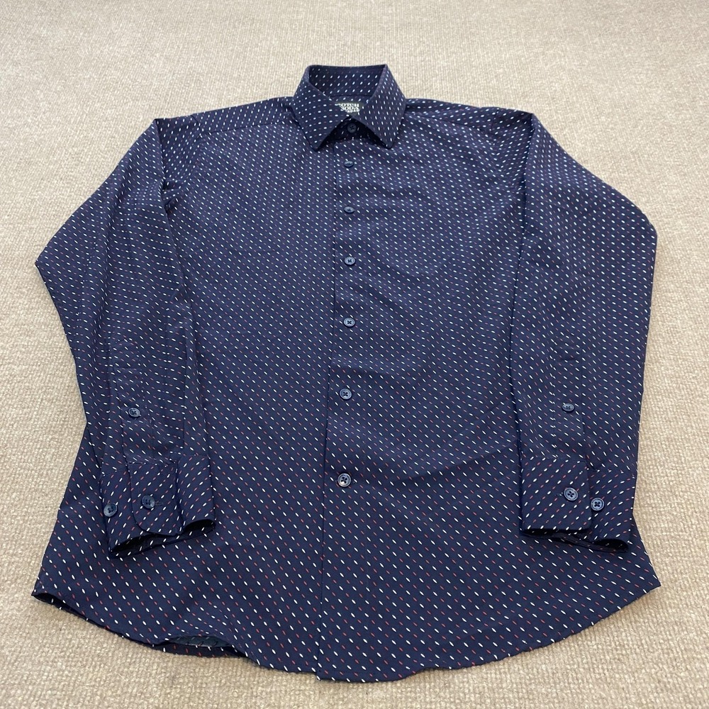 Scotch & Soda Dress Shirt Mens 14.5 37 Blue Geometric Long Sleeve Button Down
